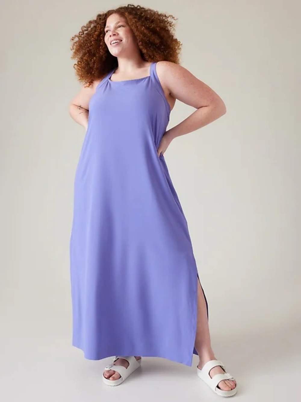 Athleta Arrival Lilac Purple Relaxed Fit Active Maxi Dress Size Medium